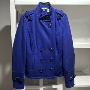 NWT DKNY Jeans Blue Button Coat Juniors Size L